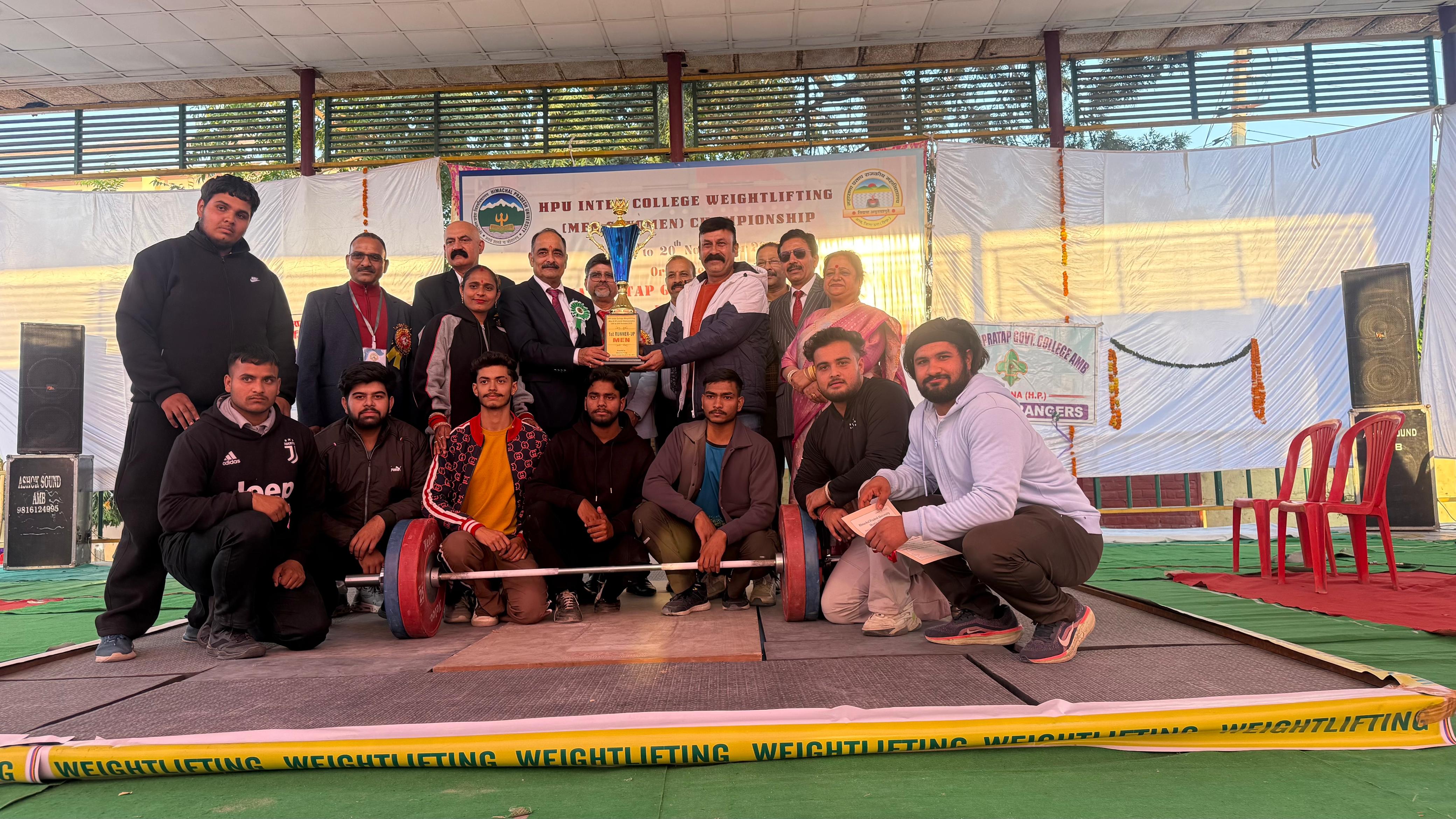Runners up  HPU Inter-college weight lifting men championship 2025-26